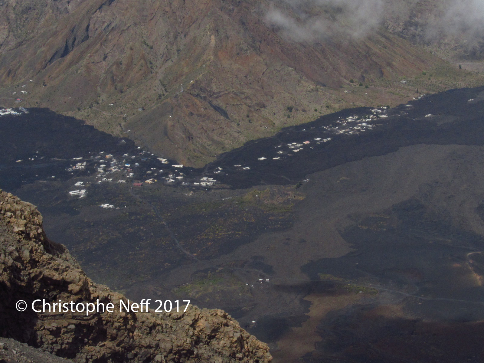 vue sur Portela depuis le sommet du Pico do Fogo 9.11.2017